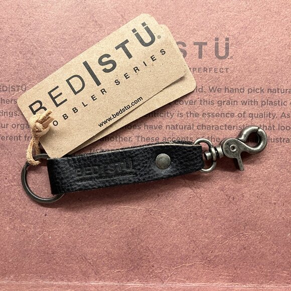 BED | STÜ Leather Keygrab Black Dip Dye keychain key holder key clip - Picture 1 of 12
